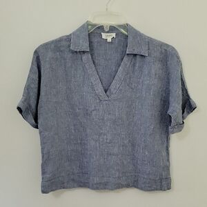 Haven Well Within Linen Cropped Shirt, Size Small